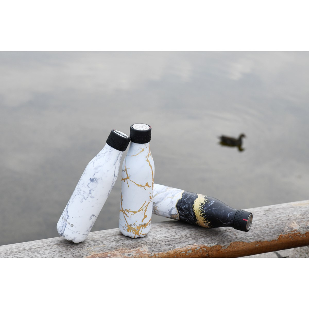 Les Artistes Bottle Up Design termoflaske 0,5L hvit marmor